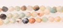 Amazonite Half Strand, 10mm Star Cut Round Gemstone Beads, 8" long gem0849