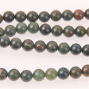 Blood Stone Half Strand, 8mm Round Gemstone Beads, 8" long gem0840