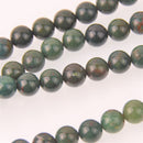 Blood Stone Half Strand, 8mm Round Gemstone Beads, 8" long gem0840