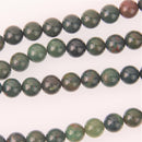 Blood Stone Half Strand, 8mm Round Gemstone Beads, 8" long gem0840