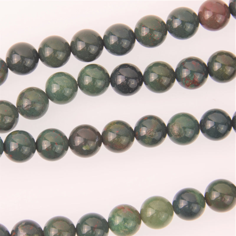 Blood Stone Half Strand, 8mm Round Gemstone Beads, 8" long gem0840