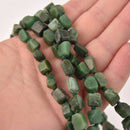 African Jade Half Strand, Unique Shape Green Gemstone Beads, 8" long gem0844
