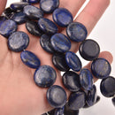 Lapis Lazuli Half Strand, Round Coin Blue Gemstone Beads, 8" long gem0848