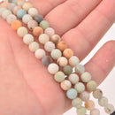 Amazonite Half Strand, 6mm Matte Round Gemstone Beads, 8" long gem0850
