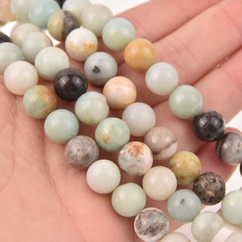 Amazonite Half Strand, 10mm Round Gemstone Beads, 8" long gem0851