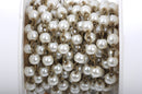 13 feet Ivory CREAM Pearl Rosary Chain, bronze, Off White Glass Pearls, 4mm round glass pearl beads, fch0669b