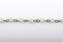 13 feet Ivory CREAM Pearl Rosary Chain, bronze, Off White Glass Pearls, 4mm round glass pearl beads, fch0669b