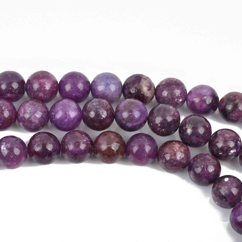 10mm DARK PURPLE LEPIDOLITE Round Gemstone Beads, lots of pretty chatoyance, full strand, about 38 beads, gms0032