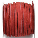 1/8" Suede Leather Lace, CRANBERRY RED, real leather by the yard, Realeather made in USA, 3mm wide, 25 yards, Lth0034