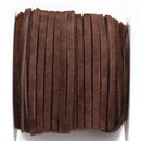 1/8" Suede Leather Lace, DARK BROWN Cafe' Coffee, real leather by the yard, Realeather made in USA, 3mm wide, 25 yards, Lth0024