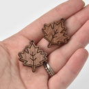 2 Wooden Leaf Charms, Maple Leaf Pendant, Laser Cut Natural Wood, chs8124