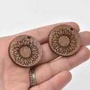 2 Wooden Sunflower Charms, Wildflower Pendant from laser cut wood, chs8120