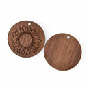 2 Wooden Sunflower Charms, Wildflower Pendant from laser cut wood, chs8120