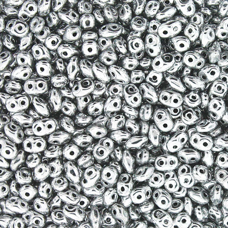 SuperDuo Beads 2.5x5mm Full Labrador Silver 2-Hole Seed Beads, 5-Inch Tube, du0500030-27000, bsd0210