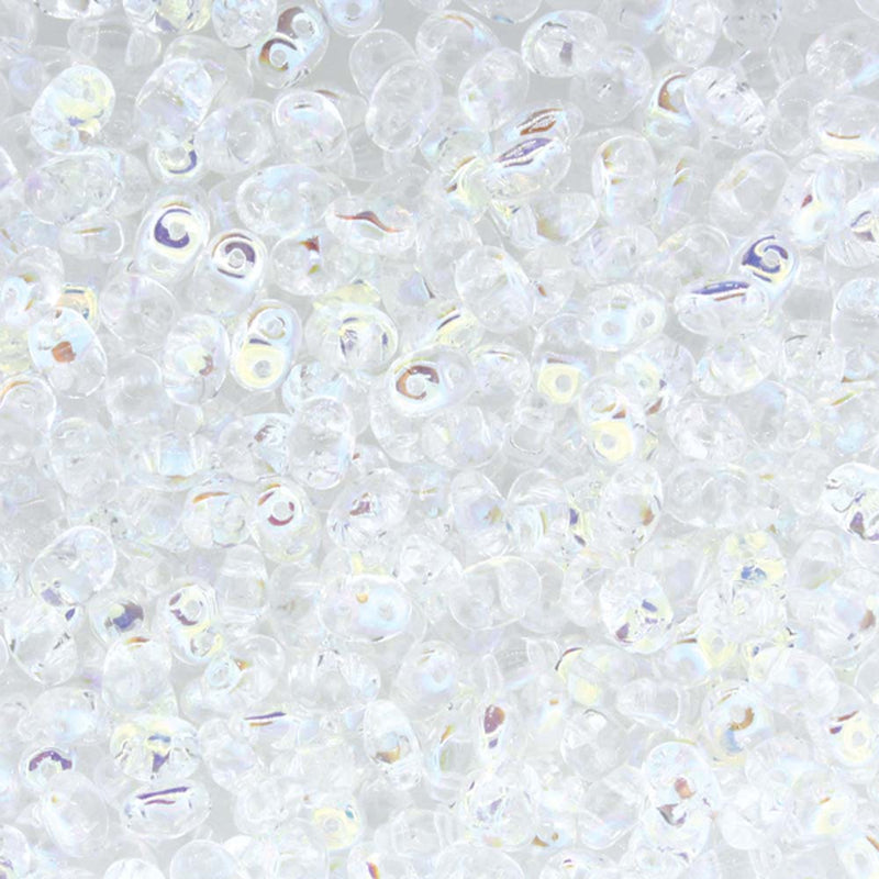 SuperDuo Crystal AB 2-Hole Seed Beads 2.5x5mm, 5-Inch Tube, duo50030-28701, bsd0147