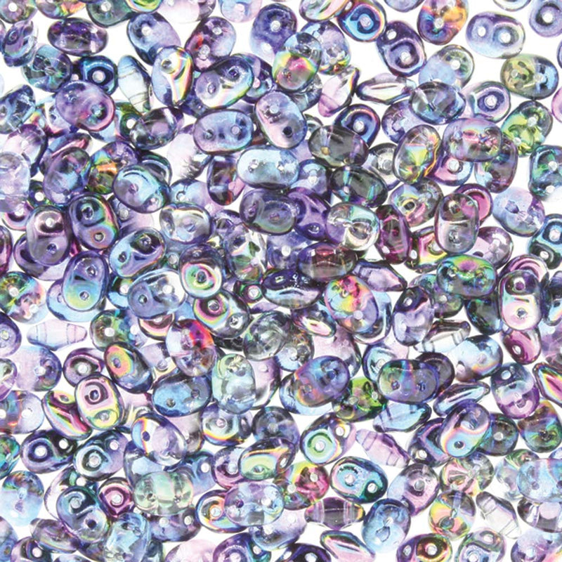 SuperDuo Beads 2.5x5mm Crystal Magic Blue Pink 2-Hole Seed Beads, 5-Inch Tube, du0500030-95100, bsd0217