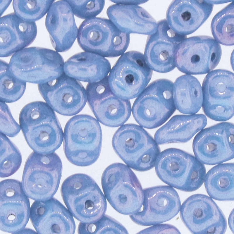 SuperDuo Blue Luster 2-Hole Seed Beads 2.5x5mm, 5-Inch Tube, du0503000-14464, bsd0161