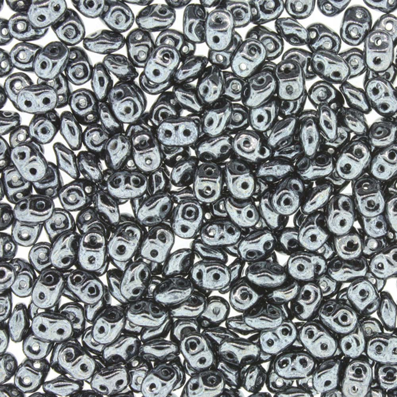 SuperDuo Beads 2.5x5mm Jet Hematite 2-Hole Seed Beads, 5-Inch Tube, du0523980-14400, bsd0220