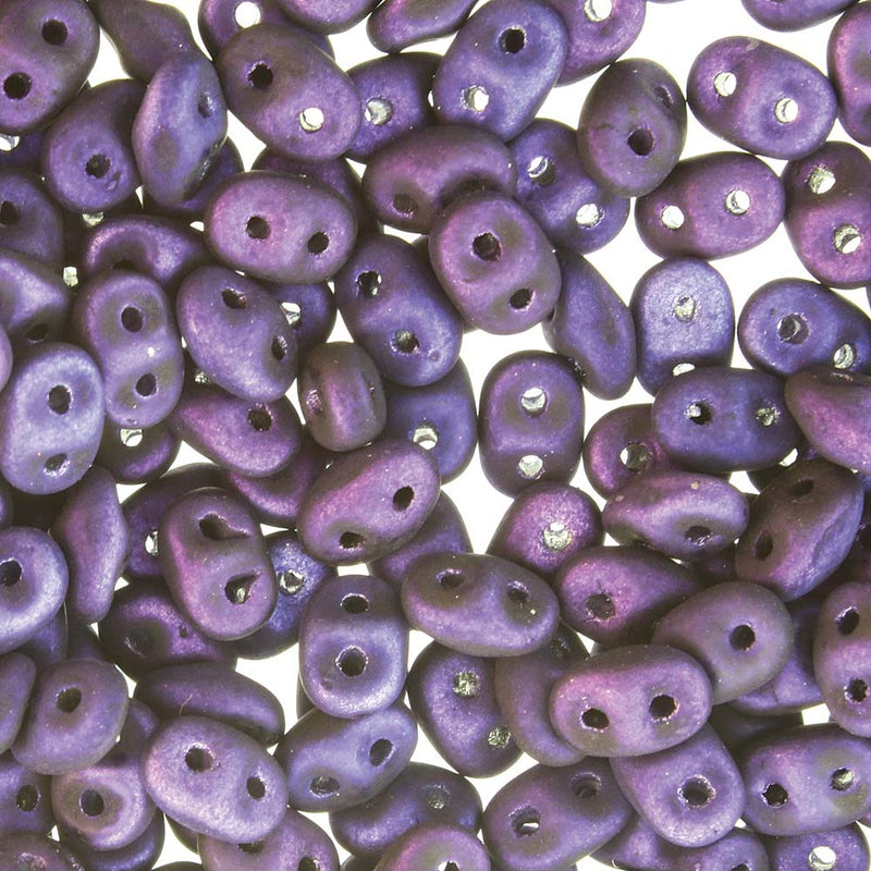 SuperDuo Beads 2.5x5mm Metal Luster Purple 2-Hole Seed Beads, 5-Inch Tube, du0523980-24302, bsd0166