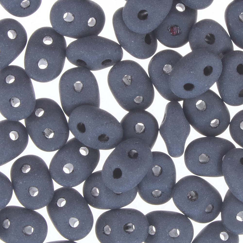 SuperDuo Beads 2.5x5mm Jet Black Matte 2-Hole Seed Beads, 5-Inch Tube, du0523980-84110, bsd0216