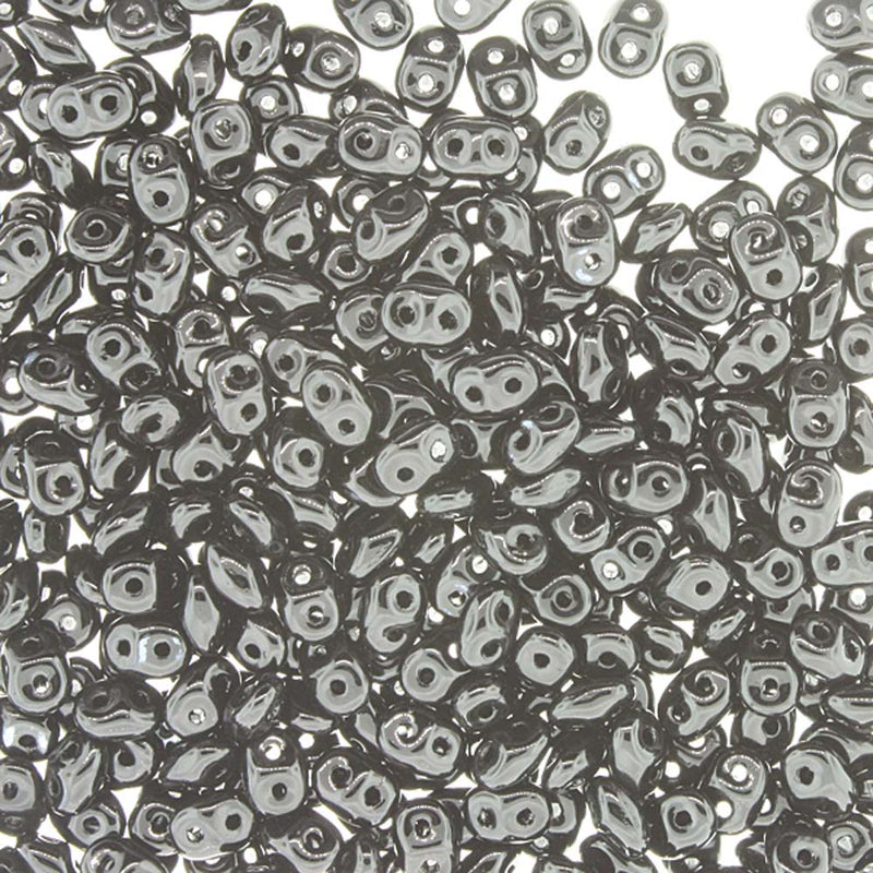 SuperDuo Jet Black 2-Hole Seed Beads 2.5x5mm, 5-Inch Tube, du0523980, bsd0169