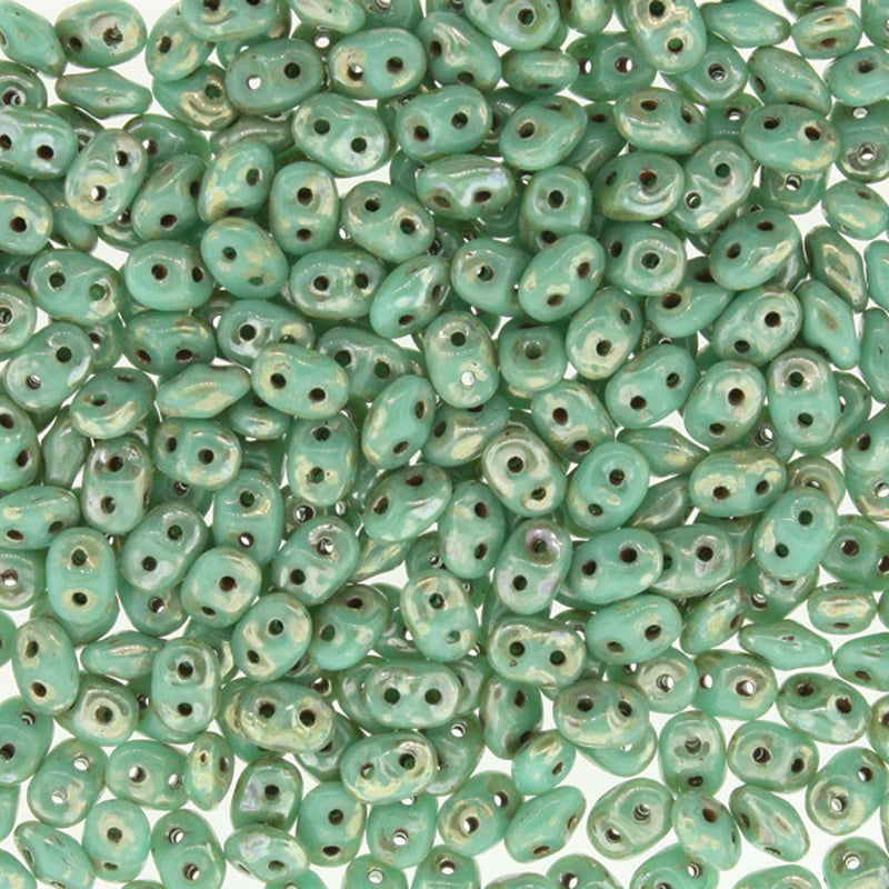 SuperDuo Turquoise Green / Picasso 2-Hole Seed Beads 2.5x5mm, 5-Inch Tube, DU0563130-43400 bsd0901