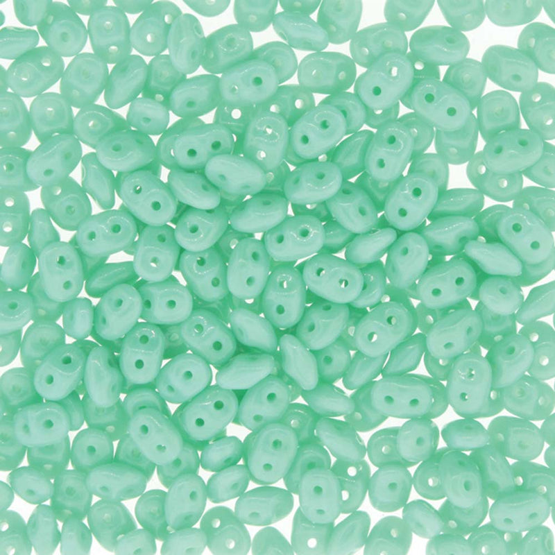 SuperDuos Turquoise Green 2-Hole Seed Beads 2.5x5mm, 5-Inch Tube, du0563130, bsd0159