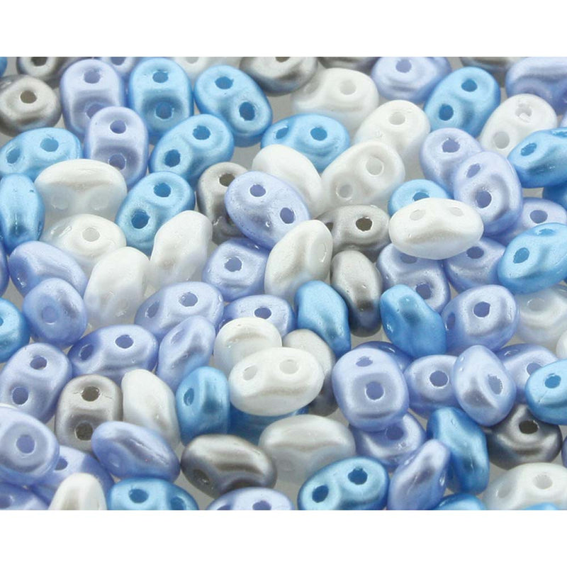 SuperDuo Little Boy Blue Mix White 2-Hole Seed Beads 2.5x5mm, 5-Inch Tube, du05mix130 bsd0915