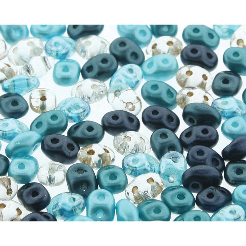 SuperDuo Caribbean Seas Mix 2-Hole Seed Beads 2.5x5mm, 5-Inch Tube, du05mix152, bsd0182