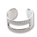 1 Silver Centerline Cuff Ring Blank for seed beads, adjustable fin0900