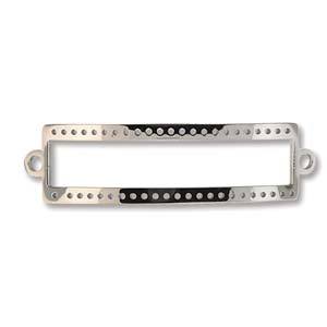 2 Centerline Charm Links, curved bracelet charm for seed beads, rhodium plated silver chs6303