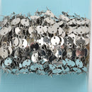 10 yards (30+ feet) of SILVER DISC Chain, Sequin Chain, Curb Link Chain, brass chain, 6mm round flat discs, fch0782b