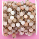 3 feet CHAMPAGNE DRUZY Quartz Rosary Chain, BRONZE, 6mm Matte round gemstone beads, fch0925a