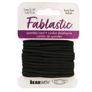 Black Elastic Stretch Cord for Masks, 3mm Round Cord, Spandex, 5 yards, cor0546