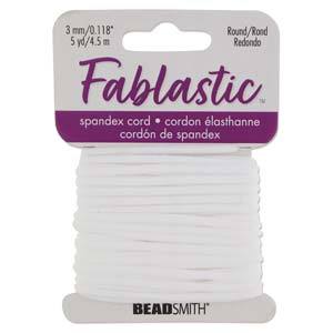 White Elastic Stretch Cord for Masks, 3mm Round Cord, Spandex, 5 yards, cor0545