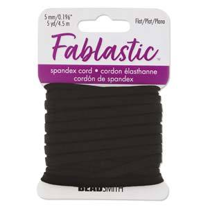 Black Elastic Stretch Cord for Masks, 5mm Flat Cord, Spandex, 5 yards, cor0544