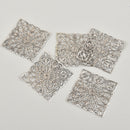 20 Large Antique Silver Filigree Squares, flat thin findings for jewelry making, crafts  FIL0004