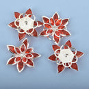 2 Rhinestone POINSETTIA RED 3d FLOWER Connector Link Findings 35mm x 30mm . fin0032