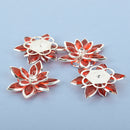 2 Rhinestone POINSETTIA RED 3d FLOWER Connector Link Findings 35mm x 30mm . fin0032