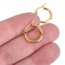 10 GOLD Huggie Earring Blanks Stainless Steel 15mm fin0789