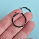10 BLACK Huggie Earring Blanks Stainless Steel 25mm fin0790