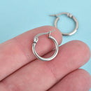 10 Silver Huggie Earring Blanks Stainless Steel 15mm fin0793