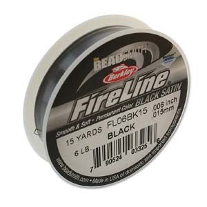 15 yards FIRELINE Black Satin Bead Weaving Thread, 6lb, .006in cor0565