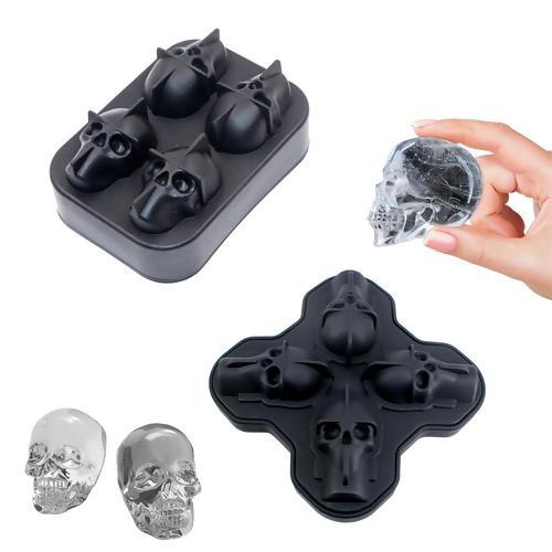3D Skull Silicone Mold, Resin Mold, Ice Mold, Baking Mold, makes 4 skulls, tol1254