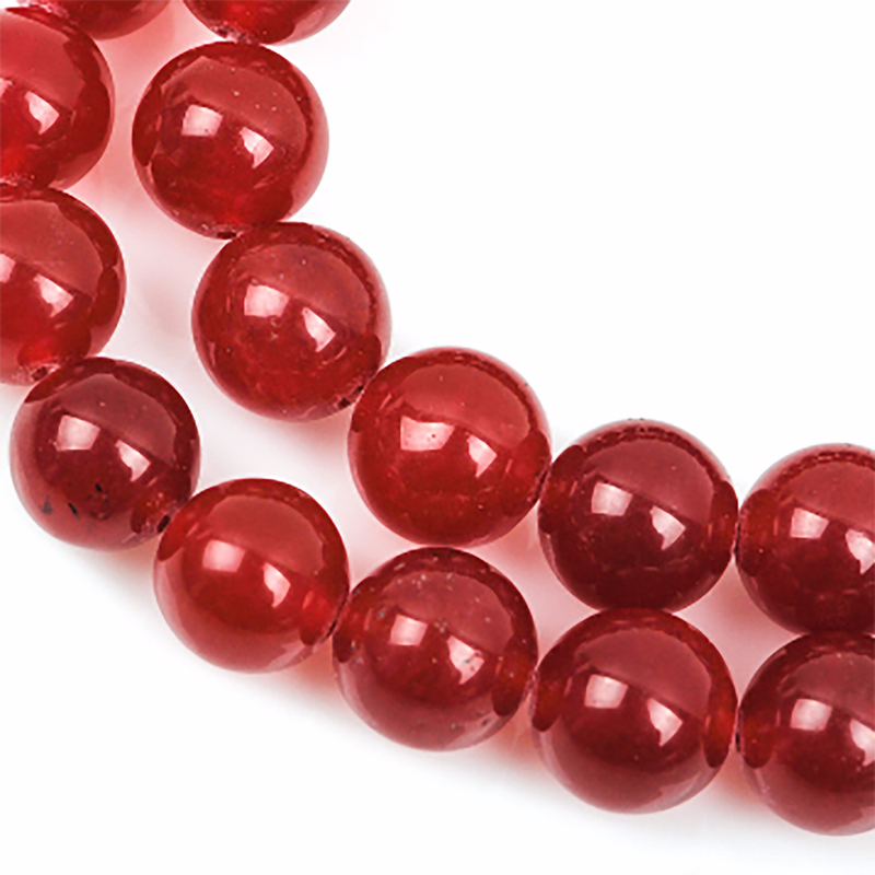 10mm Round CHERRY RED AGATE Beads, smooth, full strand, gag0189