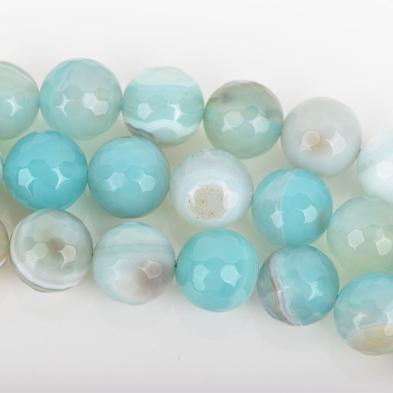 4mm Round Agate Beads Robin's Egg BLUE Faceted Turquoise Blue AGATE Natural Gemstones, full strand, 60 beads, gag0337