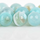 10mm Round Agate Beads, Robin's Egg BLUE Faceted Turquoise Blue AGATE Beads, Natural Gemstones, full strand, 38 beads, gag0335