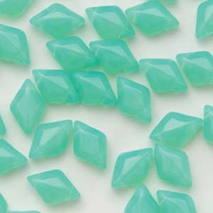 GemDuo Czech Glass Beads Green Aqua Opal GD8561100, 8gr, bsd1037