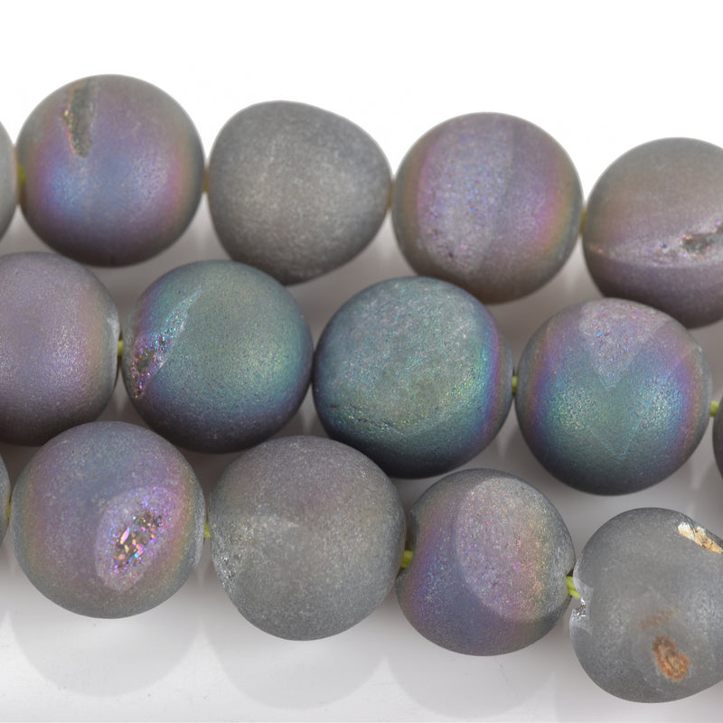 12mm DRUZY Quartz Round Beads, RAINBOW Geode Round Beads, full strand, 33 beads, gdz0222