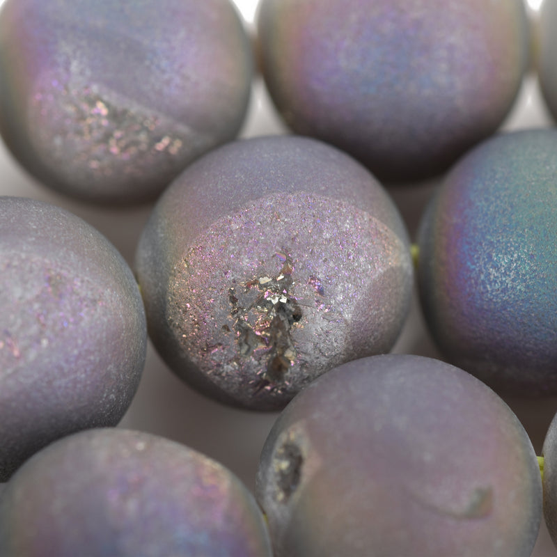 12mm DRUZY Quartz Round Beads, RAINBOW Geode Round Beads, full strand, 33 beads, gdz0222